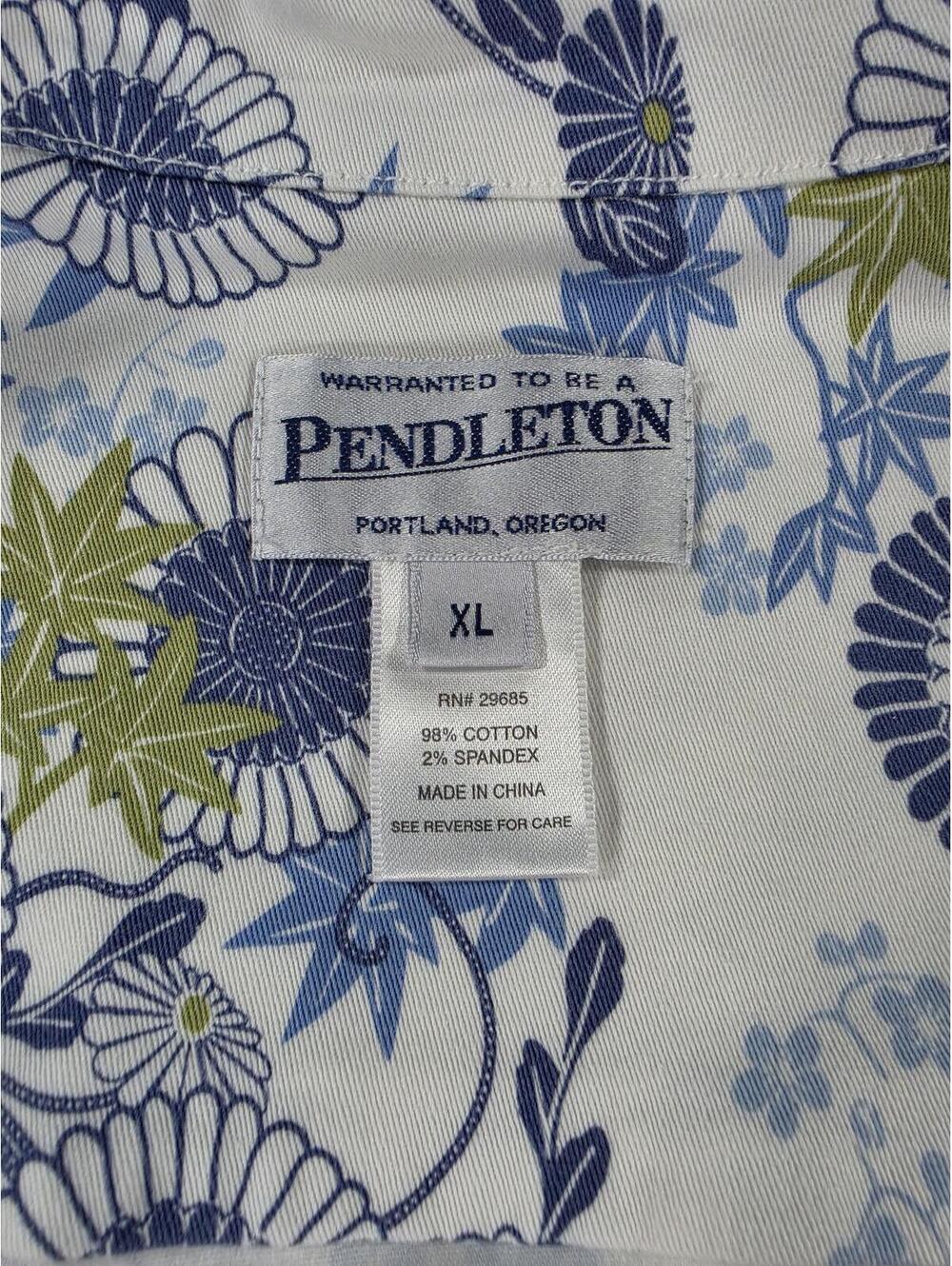 Pendleton Women's XL Floral Denim Jacket Blue White Chrysanthemum Trucker - Picture 7 of 11
